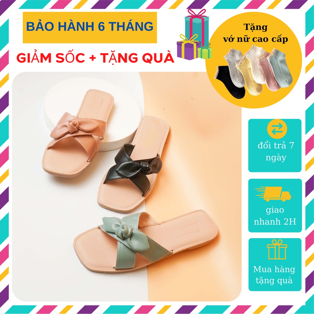 Dép bệt nữ thời trang ,quai chéo phối nơ xinh phong cách hàn quốc,thích hợp đi dạo phố DX25006(Size 35-39)