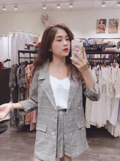 Sét vest caro quần đùi