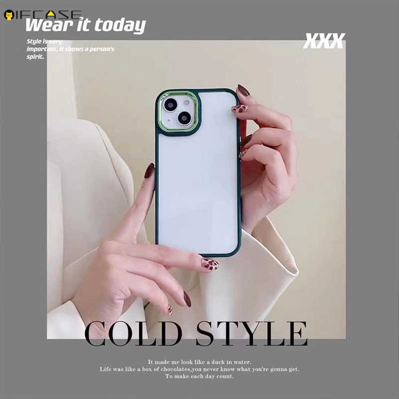 Ốp Điện Thoại Acrylic Trong Suốt Mạ Viền Đơn Giản Sang Trọng Dành Cho iPhone XS Max XR XS X 7 8 Plus SE 2020