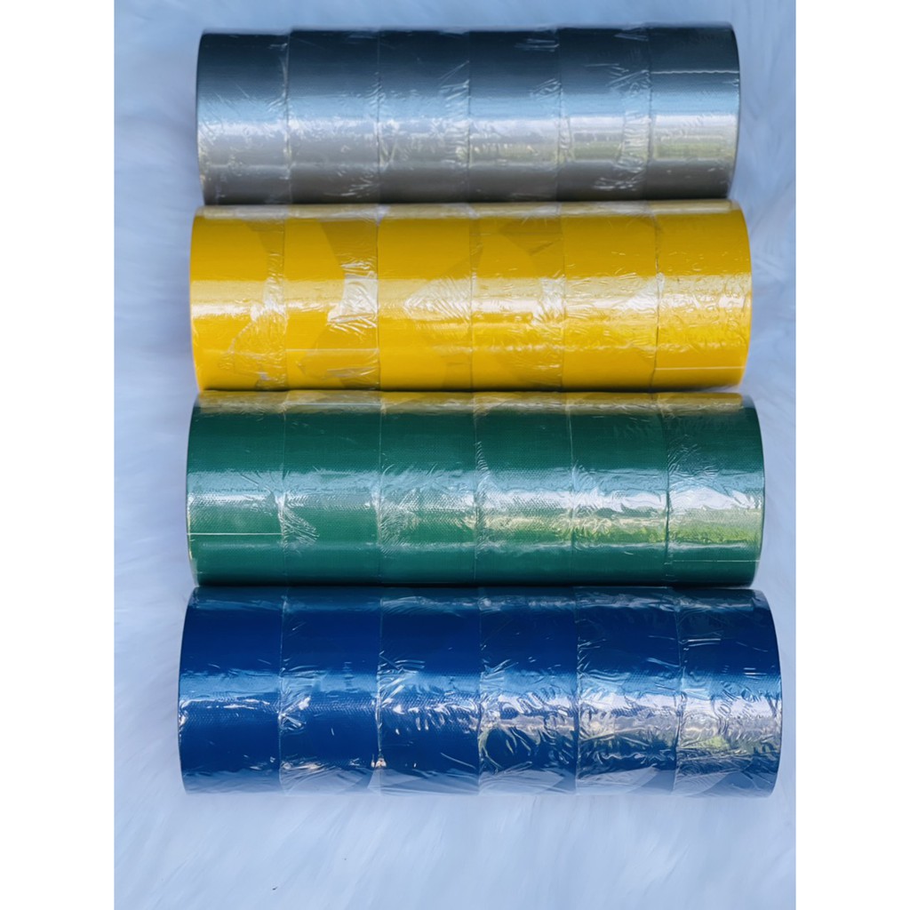 01 block 06 cuộn Băng keo VẢI (màu: xám, xanh lá, xanh dương, vàng) Siêu dính 4,8cm – Chất lượng cao