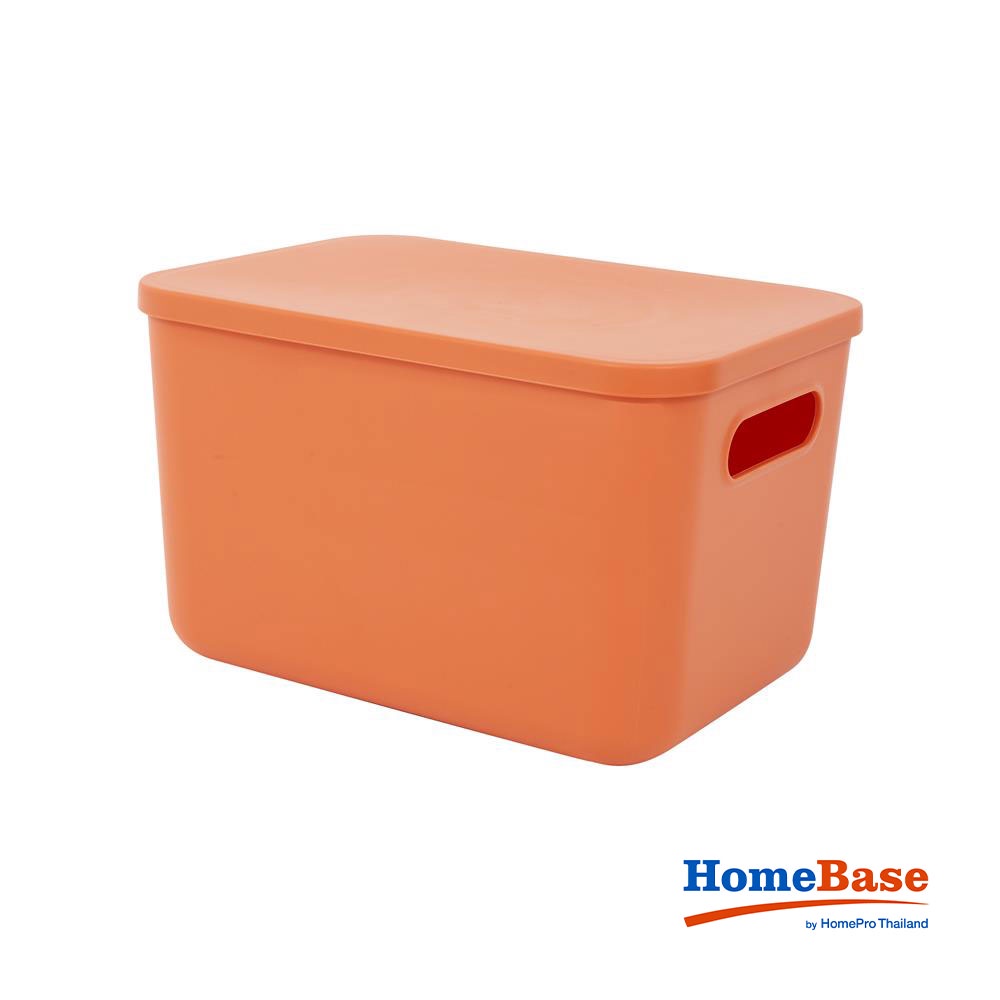 HomeBase STACKO Thùng nhựa có nắp size S R16xS26xC18cm màu cam