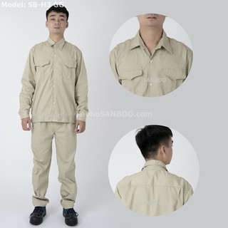 Bộ quần áo bảo hộ công nhân - Màu ghi sáng