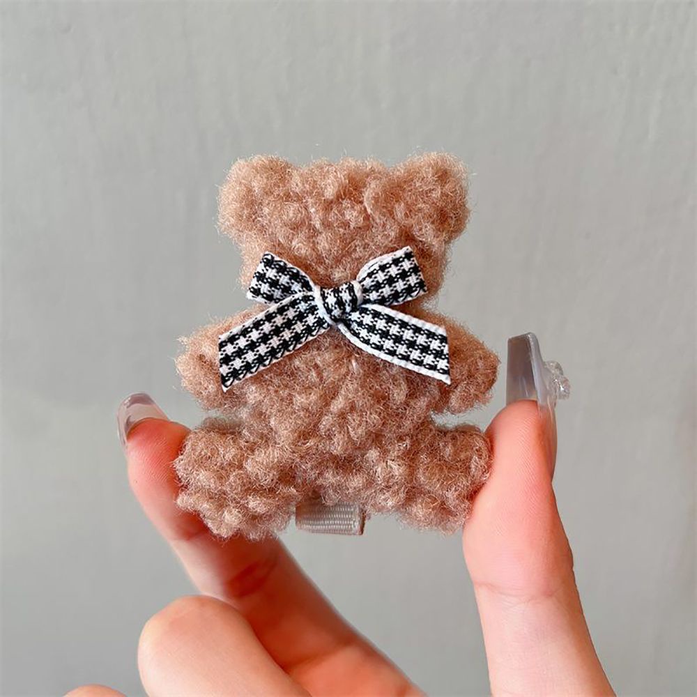 NEEDWAY Kẹp tóc hình gấu hoạt hình bằng vải bông đơn giản đáng yêu phong cách Hàn Quốc cổ điển ngọt ngào cho nữ