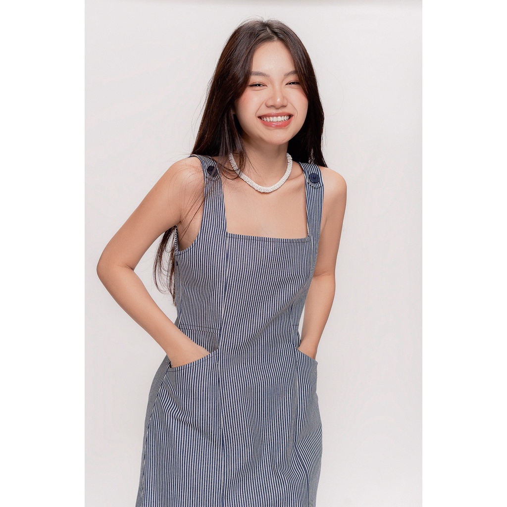 LIBÉ - Đầm hai dây bản to kẻ sọc