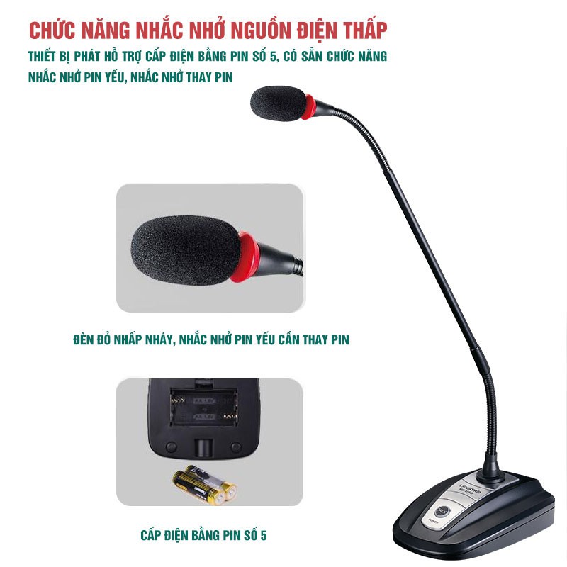 Micro hội nghị không dây Takstar MS 208W - Mic cổ ngỗng không dây MS-208W độ nhạy cao