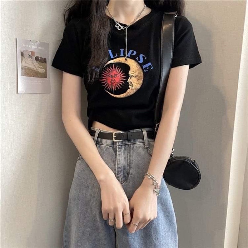 Áo croptop rua mặt trắng, mặt trời KA6