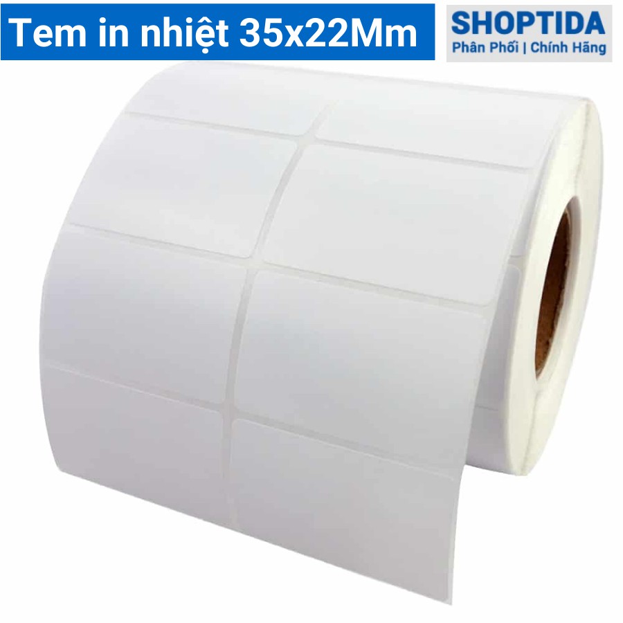 Tem in nhiệt Shoptida loại 2400 tem 35*22mm in minicode, barcode, 2 tem 1 hàng, sử dụng cho máy in nhiệt Shoptida SP4