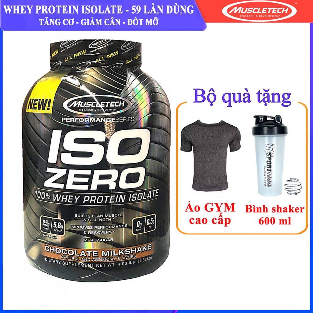 Sữa tăng cơ giảm mỡ ISO ZERO 100% Whey Protein Isolate của Muscle Tech hương Chocolate 60 lần dùng - Chính hãng