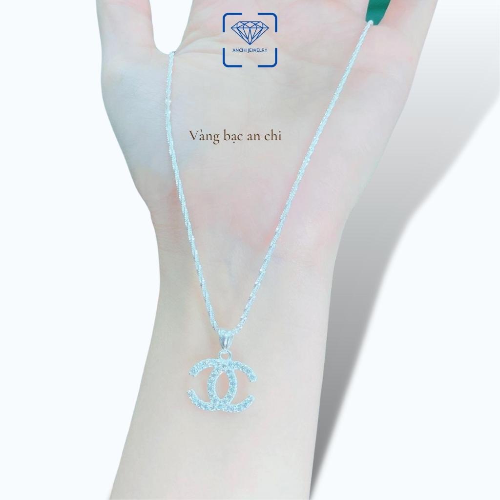 Dây chuyền mặt chữ X đính đá trẻ trung, chuẩn bạc ta sáng lung linh, Anchi jewelry
