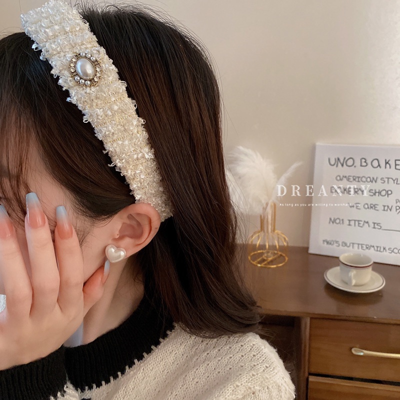 Băng Đô Cài Tóc Đính Hạt Ngọc Trai Thời Trang Thu Đông Cá Tính