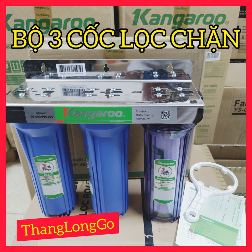 BỘ 3 CỐC LỌC CHẶN 10INH KANGAROO CHÍNH HÃNG | DÙNG LỌC TRƯỚC MÁY HOẶC LỌC NƯỚC NGUỒN