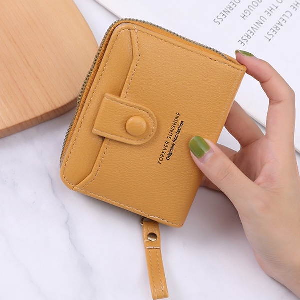 Ví ngắn cỡ nhỏ phối khóa kéo thiết kế dễ thương cho nữ