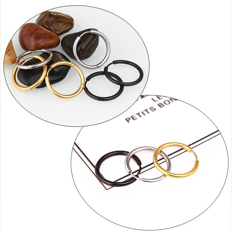 Khuyên tai tròn thời trang bằng thép titan không gỉ không gây dị ứng cao cấp