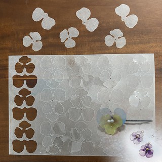 Hoa tím tam sắc nhựa co nhiệt plastic shrink cắt sẵn làm thủ công handmade diy nguyên liệu làm trâm làm trang sức