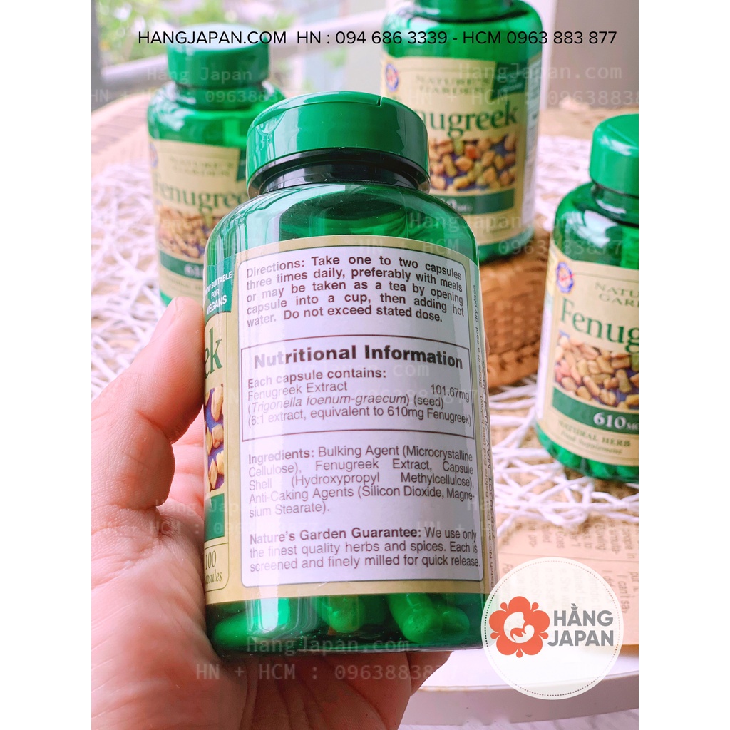 Viên uống lợi Cỏ Cà Ri Fenugreek Nature's Garden 610mg của Anh, Mẫu mới