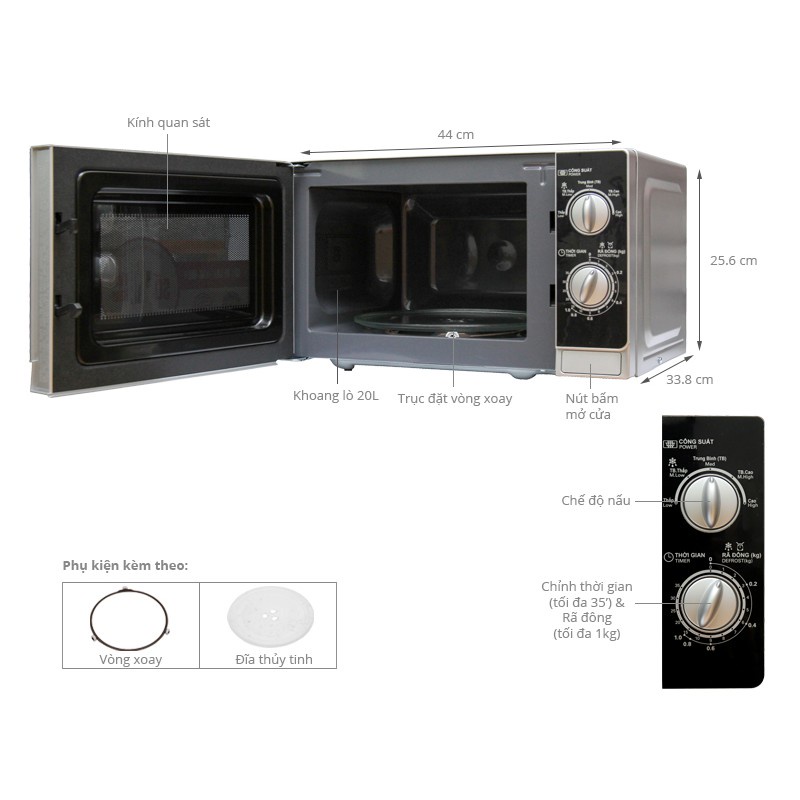 Lò Vi Sóng Sharp 20 Lít Viba 800W - Bảo hành 12 tháng chính hãng