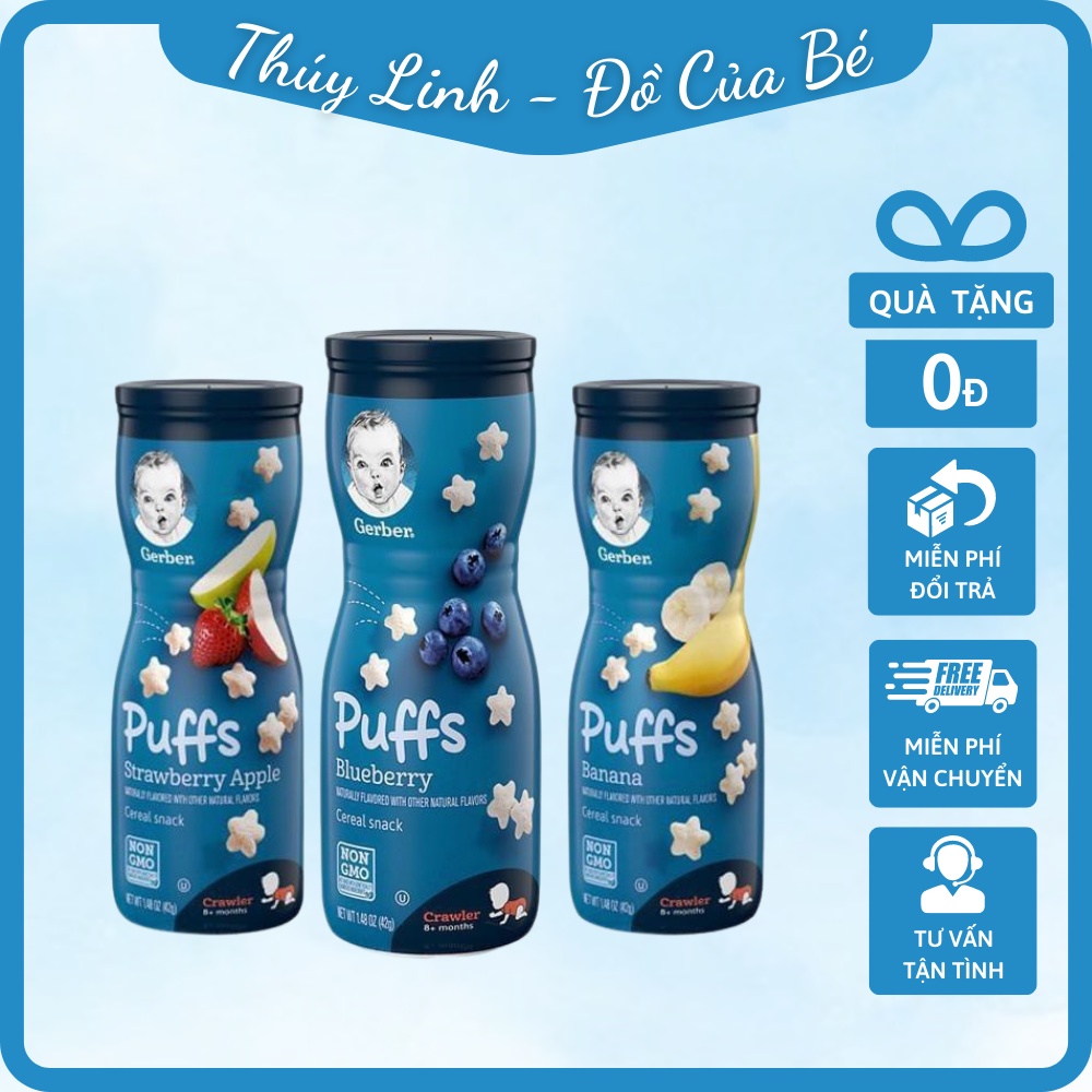 Bánh Ăn Dặm Gerber Puffs Ngôi Sao Đủ Vị Cho Bé Từ 5, 6 Tháng Tuổi