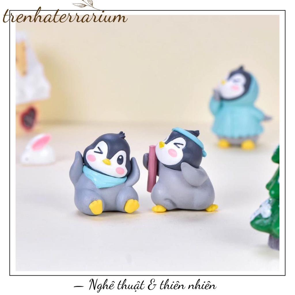Tiểu cảnh vui vẻ chim cánh cụt vi cảnh tự làm bonsai đồ trang trí DIY, terrarium
