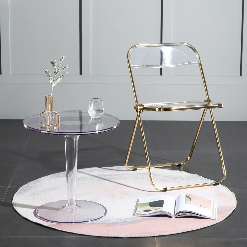 BÀN TRÒN TRONG SUỐT ACRYLIC CAO CẤP DECOR SIÊU XINH