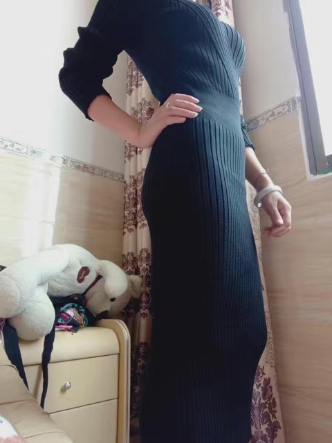 Váy len dáng dài phong cách hàn quốc thời trang thu đông Quảng Châu 2020