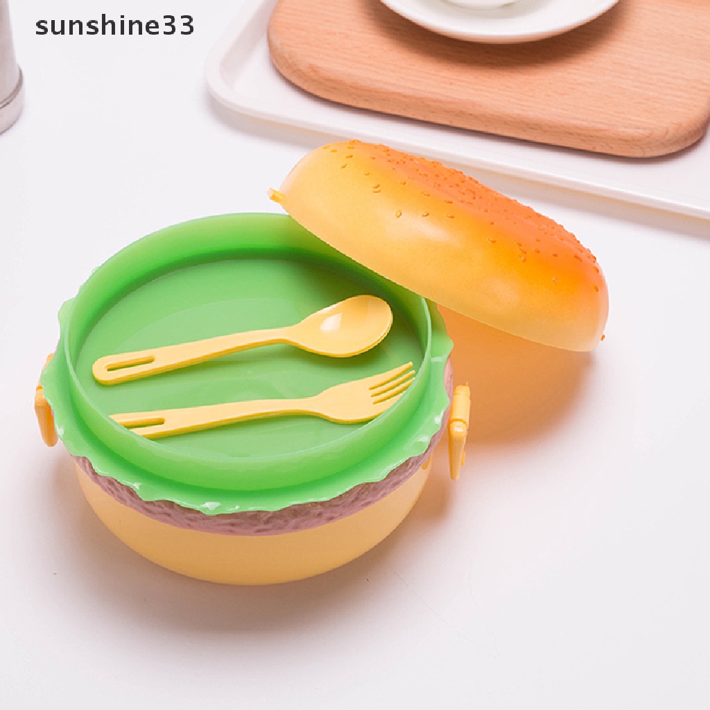 Hộp cơm Hai Tầng Hình Hamburger Sáng Tạo Cho Bé