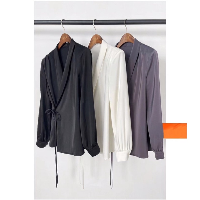 ( Ảnh thật ) 8801 áo lụa vạt chéo buộc dây