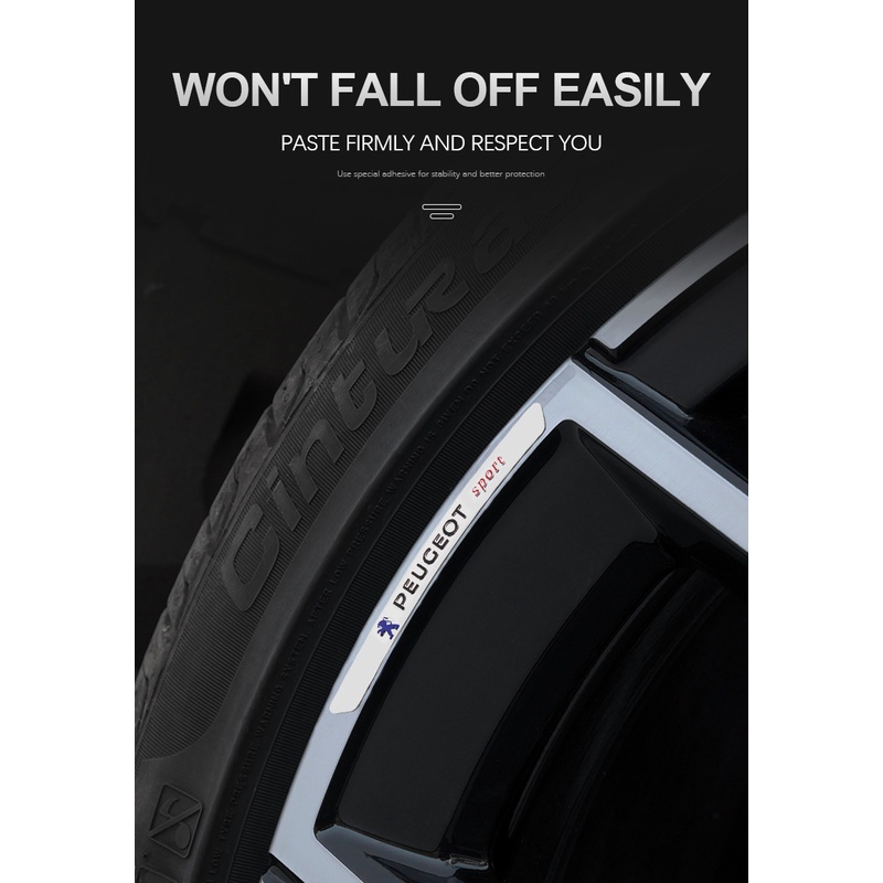 Miếng Dán Phản Quang Trang Trí Vành Bánh Xe Hơi Peugeot 3008 207 208 206 508 308 E Expert Rifter 2008 108 408 4008 5008