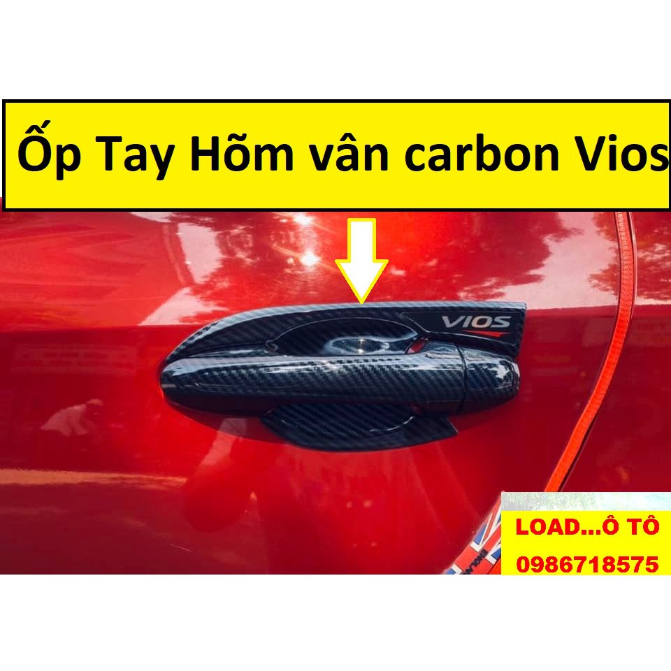 Ốp Tay Hõm Cửa Xe Toyota Vios 2022-2019 Mẫu Vân Carbon cao Cấp, Bộ sản Phẩm Tay Hõm