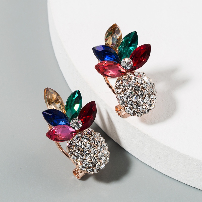 1 Đôi Khuyên Tai Hợp Kim Đính Đá Hình Quả Dứa Nhiều Màu Sắc Kích Thước 2.8x2cm Phong Cách Trung Hoa Cho Nữ