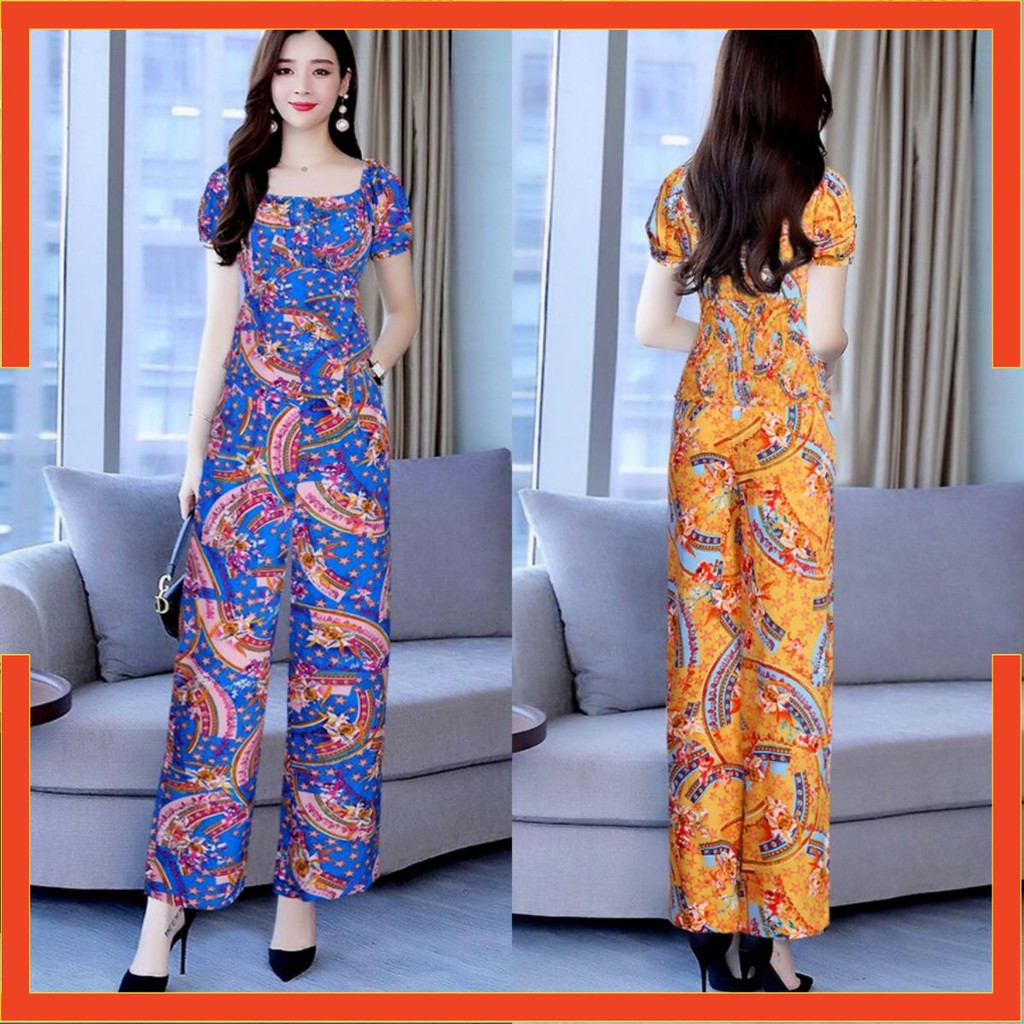 Bộ Đồ Nữ 🎁FREESHIP🎁 Set nguyên bộ áo rời quần dài ống suông họa tiết xinh xắn MS: TJ1108