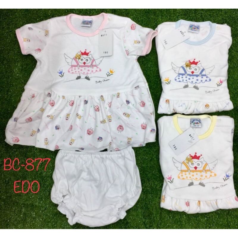 Áo đầm thun cotton cho bé từ 0 đến 12 tháng hàng Thailand BaBy Charm