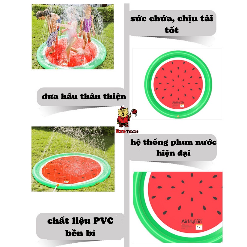 Bể Bơi, Thảm Phun Nước Tự Động Kích Thước 1m7 cho bé vui đùa vào mùa hè Redtech.