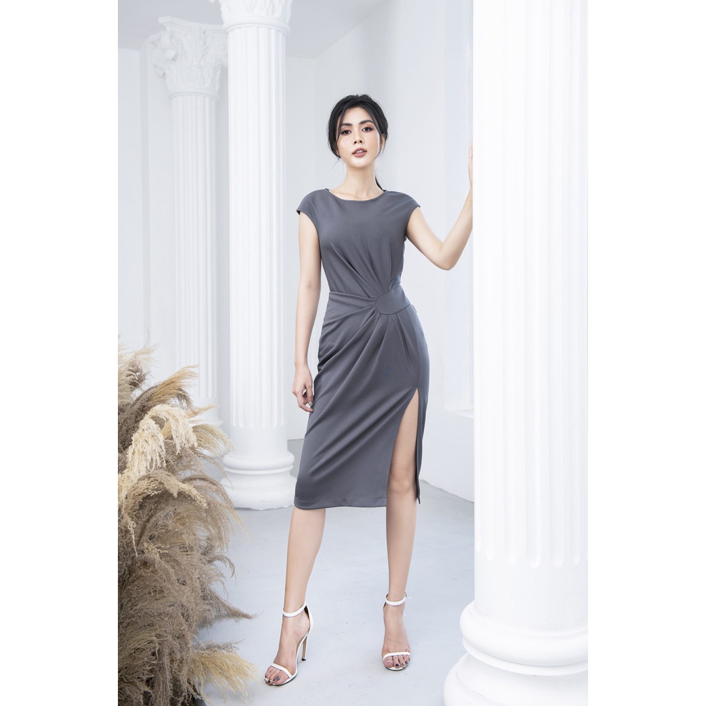 Váy đầm nữ ôm body thiết kế xoắn eo xẻ tà Gemmi fashion, DK8462