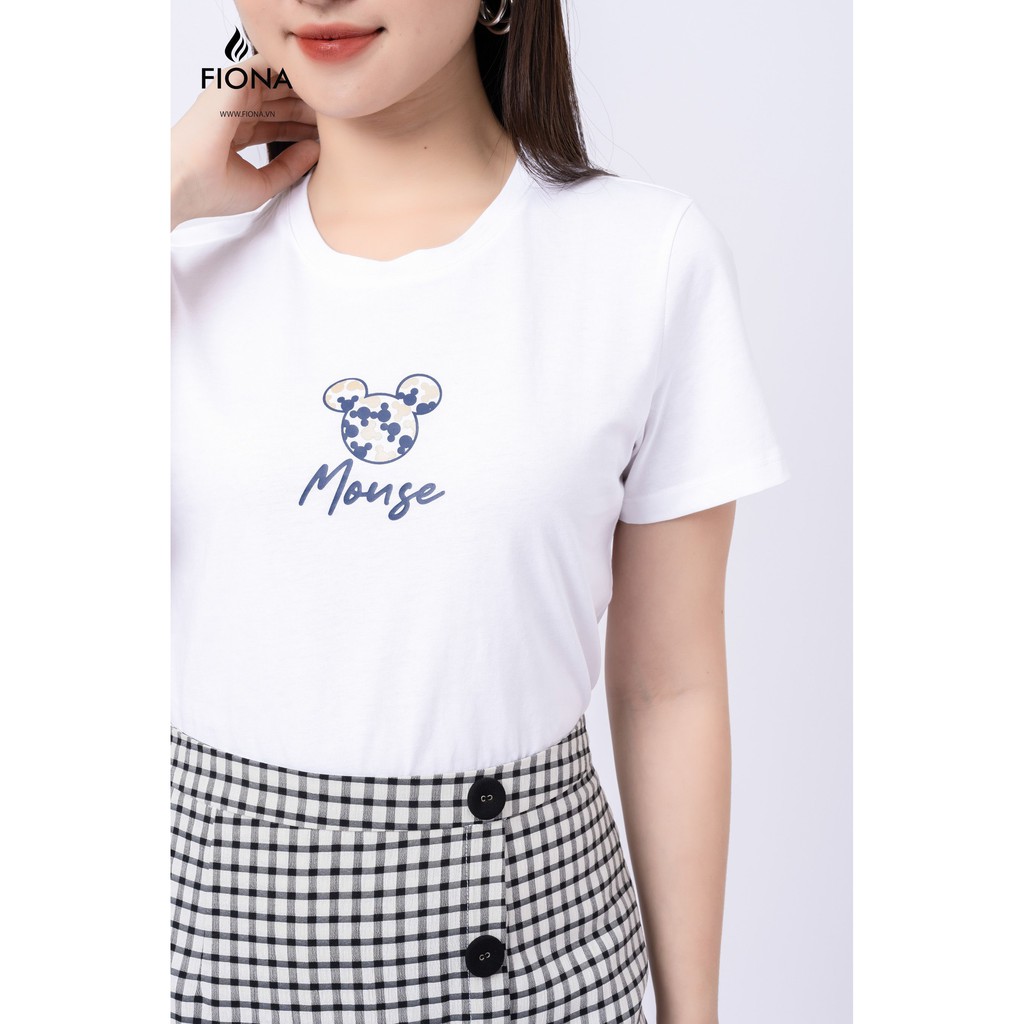 Áo thun nữ,  cổ tròn dáng suông in chữ Mouse - F521216 [FIONA]
