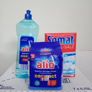 Combo Bột rửa bát Alio 1,8kg + Muối SOMAT 1.2KG+ Bóng Alio 1000ml  CÁC SẢN PHẨM DÙNG CHO MÁY RỬA BÁT CHÉN