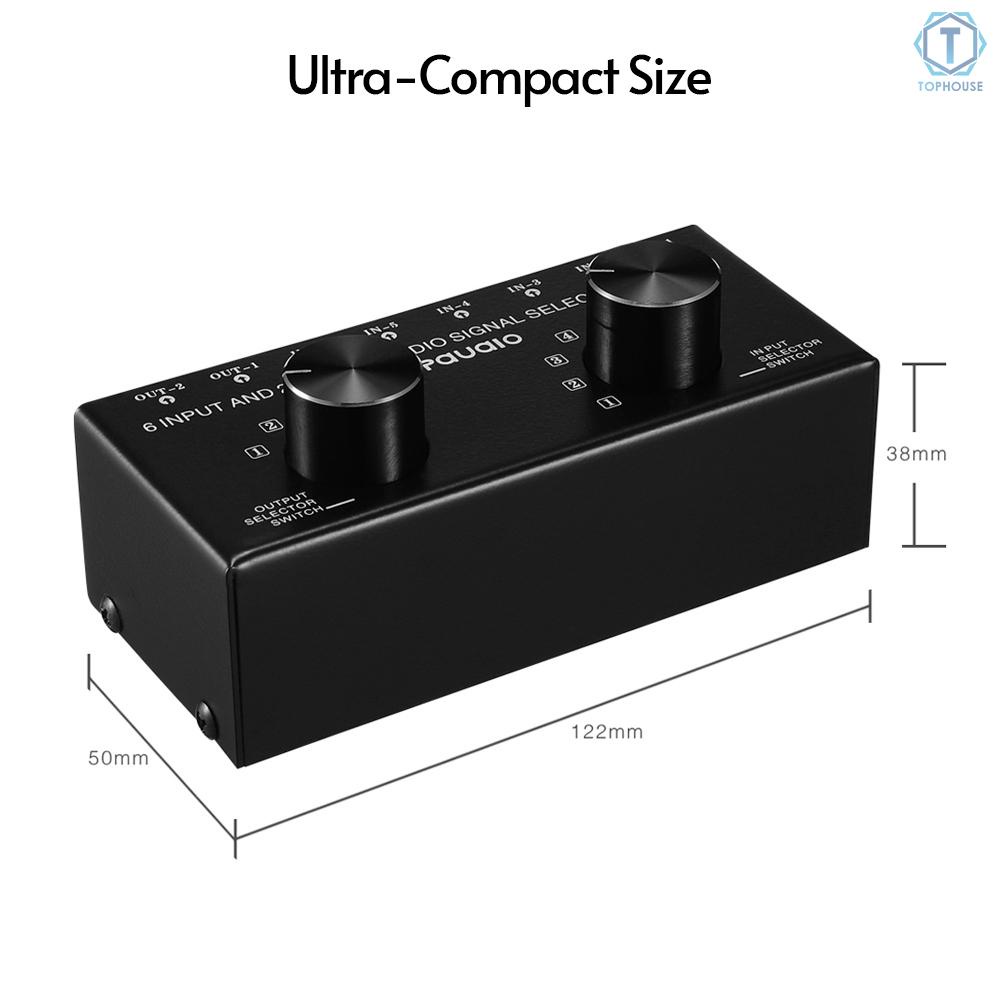 Bộ chia tín hiệu âm thanh hai chiều 6-in-2-out có đầu vào RCA và đầu ra