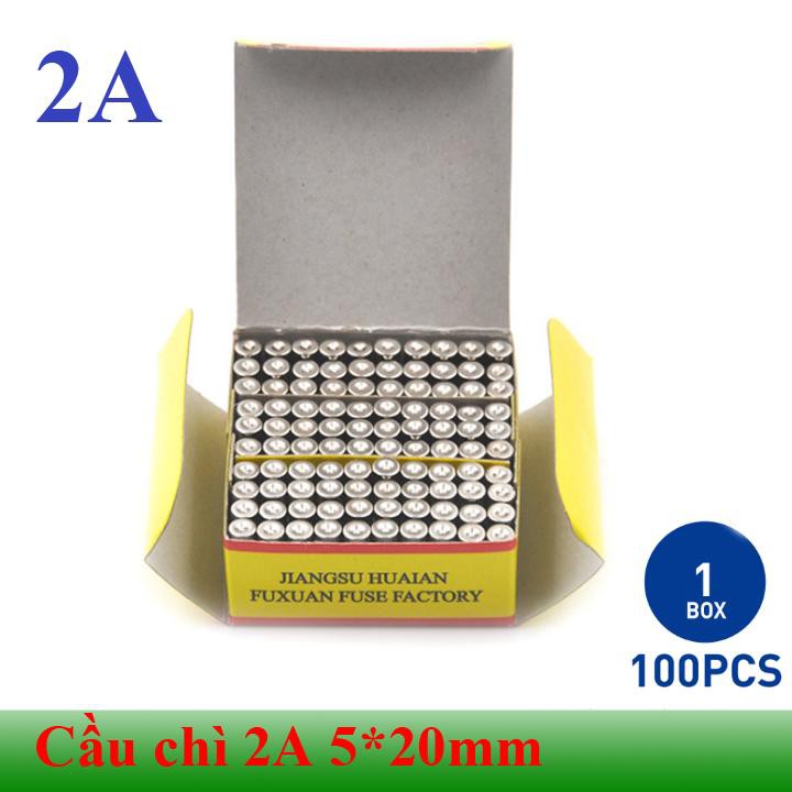 [Hộp 100 chiếc] Cầu chì ống thủy tinh 2A cỡ 5*20mm