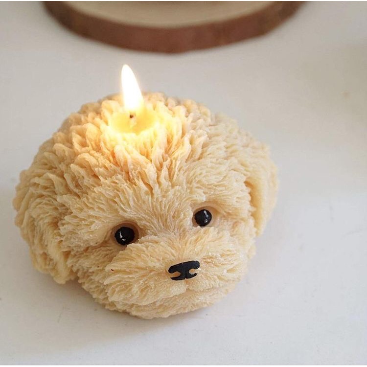 Nến Thơm Cún Con Poodle Candle Siêu Yêu - Nến Thơm Tinh Dầu Thư Giãn Hàn Quốc Hình Cún Con 6*7.5cm | Oube Candle NT27