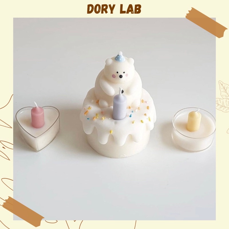 Nến Thơm Handmade Bánh Sinh Nhật Gấu Béo Ú Cute - Dory Lab