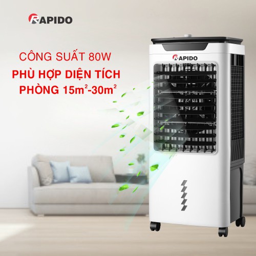 (Giá rẻ) Quạt điều hòa làm mát không khí Rapido FRESH 6000M 6000D có bánh xe di chuyển bảo hành chính hãng 2 năm