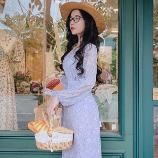 Đầm vintage đuôi cá hoa nhí