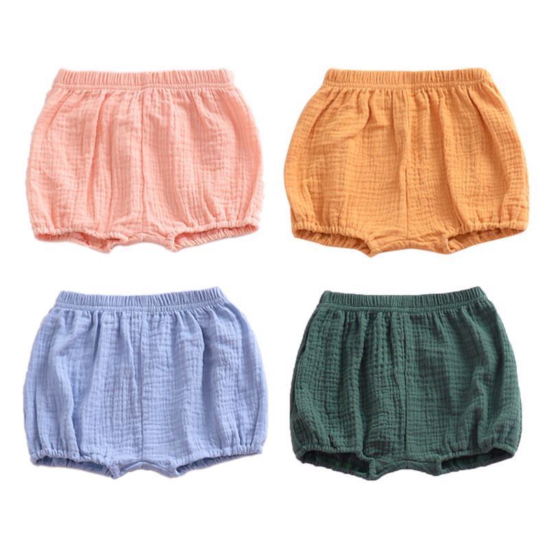 Quần Short Cotton Ống Rộng Màu Trơn Cho Bé