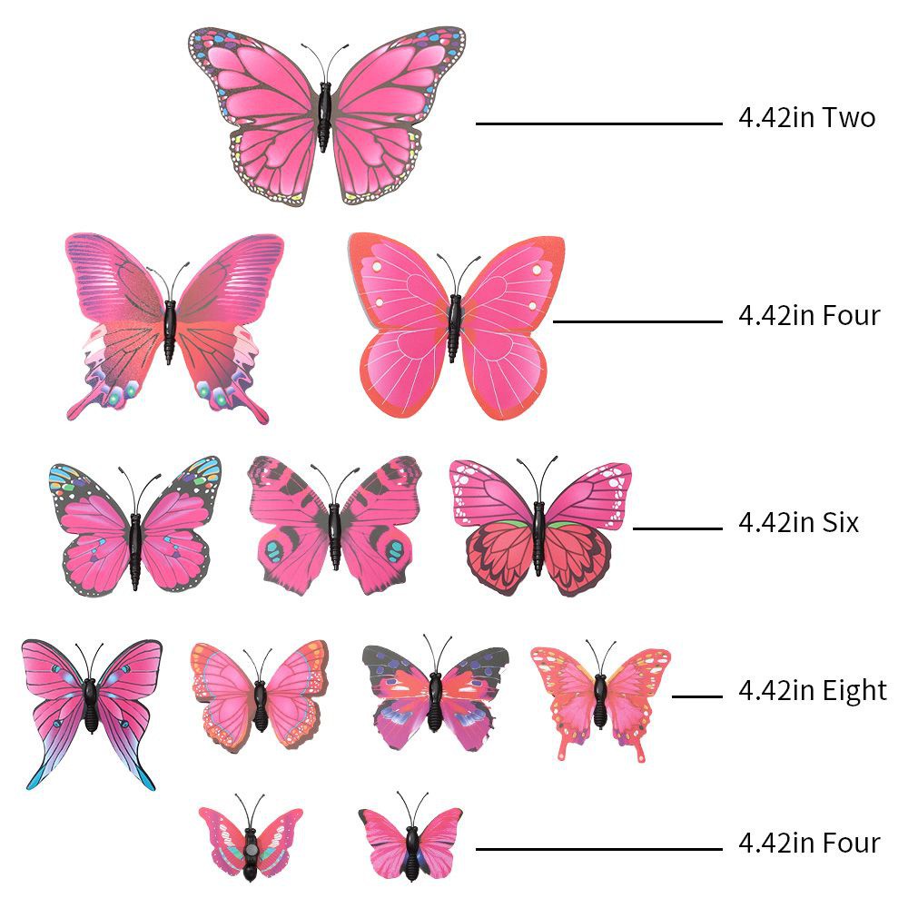 Set 24 Miếng Dán Tường / Tủ Lạnh Hình Bướm 3d Nhiều Màu Độc Đáo Trang Trí Nhà Cửa Diy