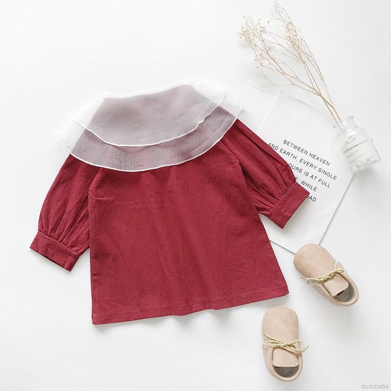 【dudubaba】Spring/Autumn Baby Girls Fashion Casual Long Sleeve Solid Color Dresses 2~8 Years Old