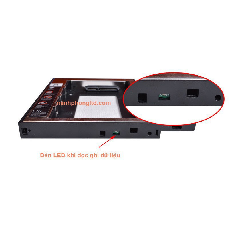 [ thetram] ]Khay ổ cứng Caddy Bay Sata 3.0 6Gbps 9.5mm, 12.7mm, gắn thêm ổ cứng cho Laptop - Vỏ thép không gỉNK032