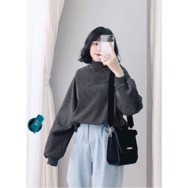 Áo nỉ kẻ tay bom