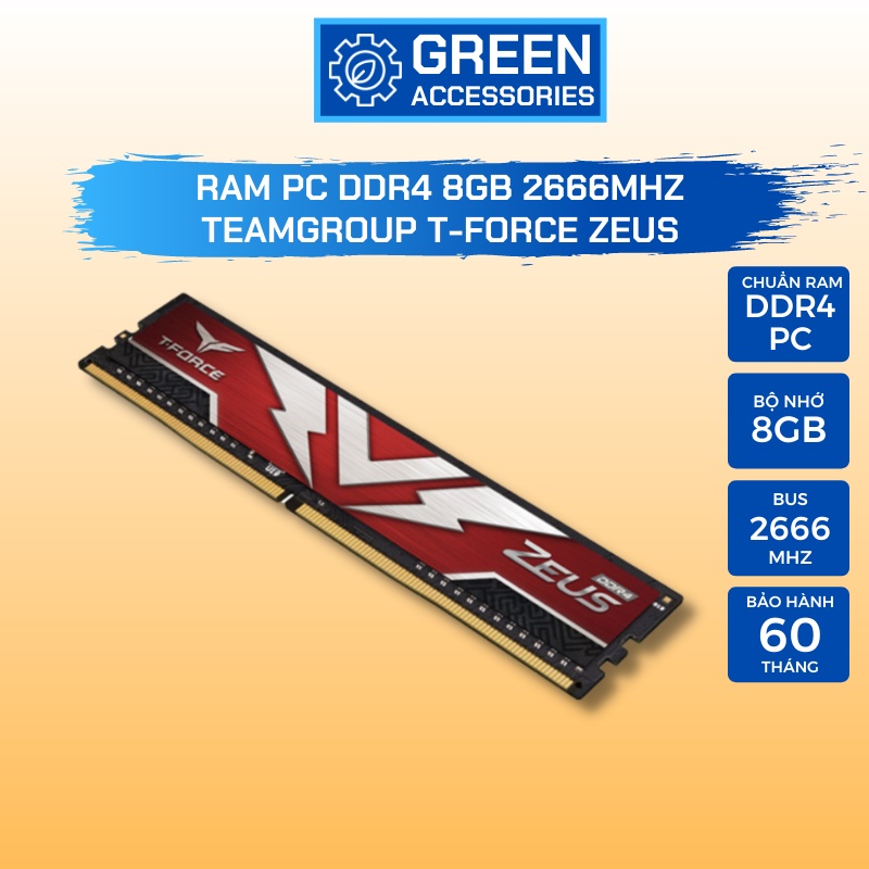 Ram PC TeamGroup T-Force Zeus DDR4 8GB 2666Mhz Chính Hãng - Viễn Sơn Phân Phối Bảo Hành 5 Năm