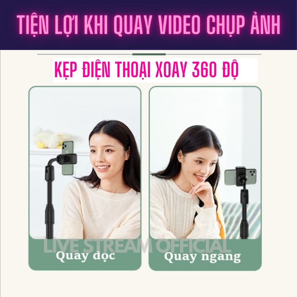 Giá đỡ điện thoại livestream để bàn xoay 360 điều chỉnh độ cao kẹp giữ chắc chắn chống rung lắc - Live Stream Official | BigBuy360 - bigbuy360.vn