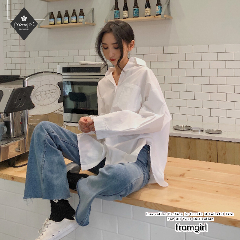 Áo sơ mi tay dài dáng rộng phong cách retro thời trang mùa xuân thời trang cho nữ