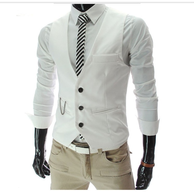 Bộ quần áo giả vest bao gồm áo ngoài, ghi lê và quần âu chất mỏng nhẹ dáng ôm trẻ trung | BigBuy360 - bigbuy360.vn